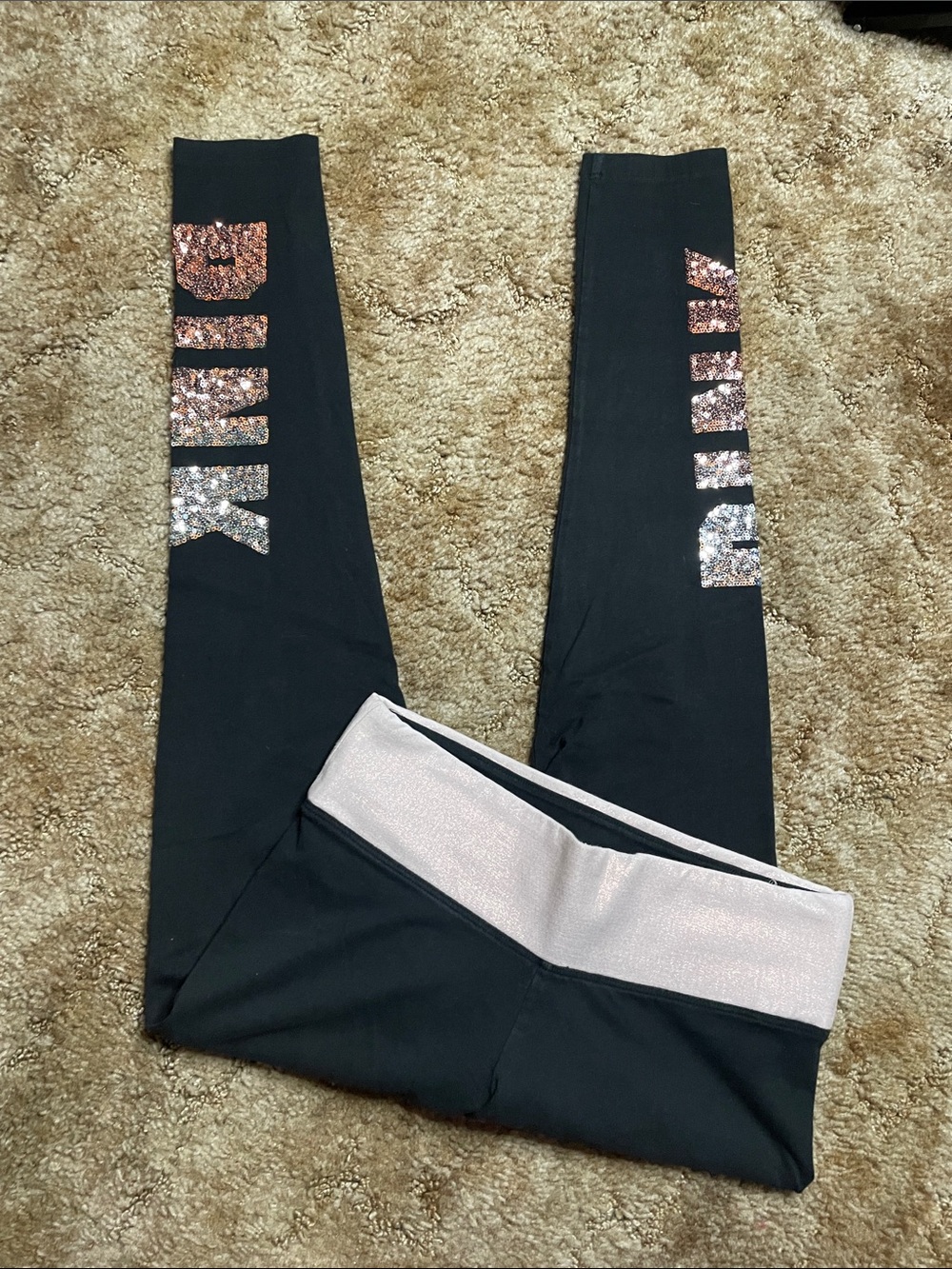 PINK Victoria’s Secret Yoga Sequins Leggings Size Small